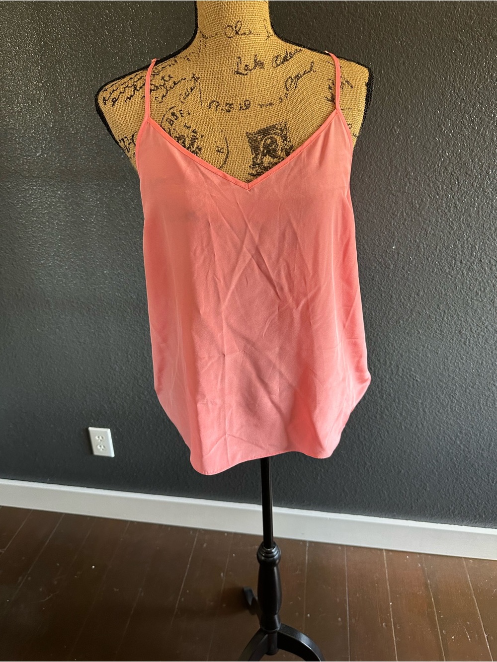 Lilly Pulitzer 100% Silk Dusk Racerback Tank Coral Adjustable Straps Size L